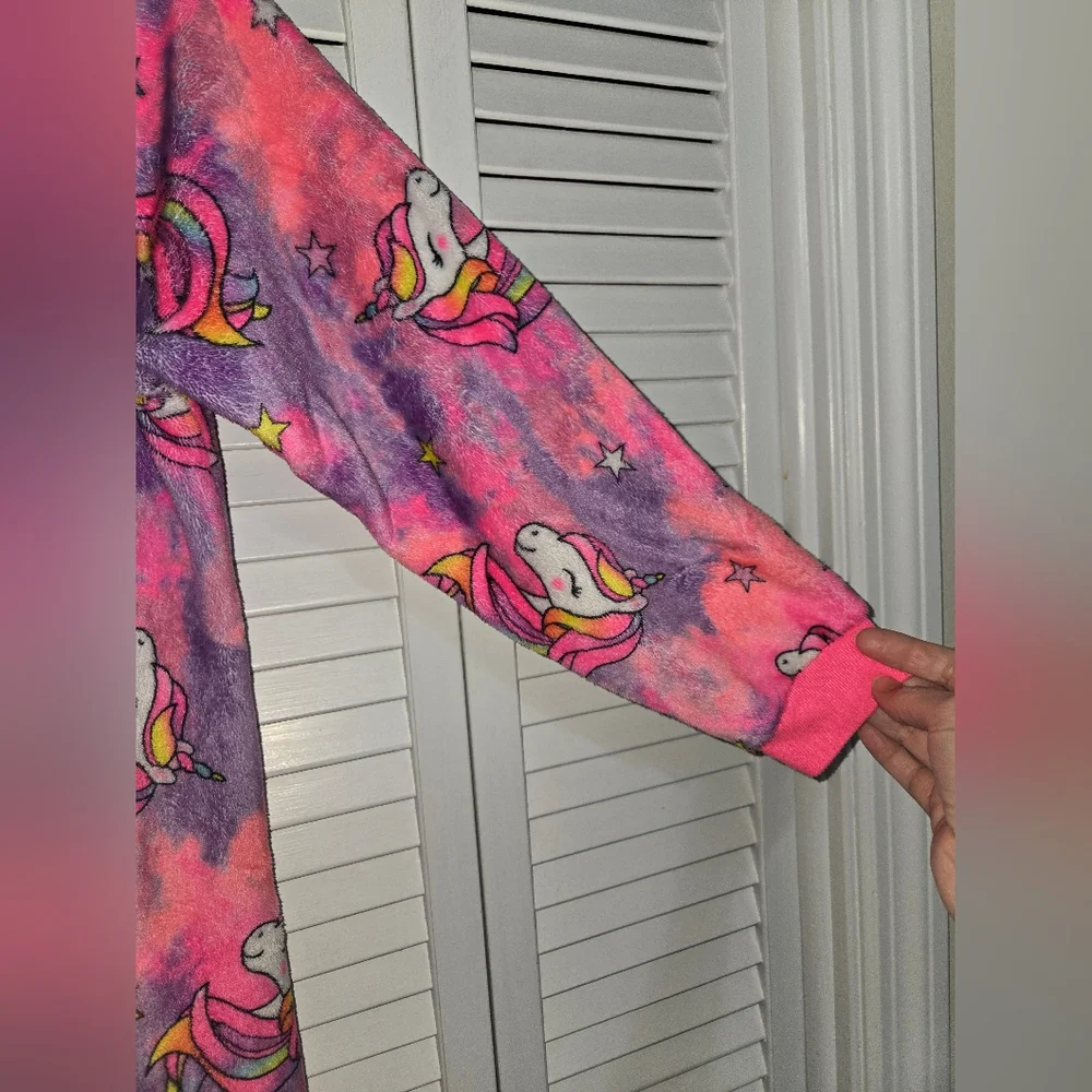 The Children's Place Girl's L Pink and Purple Unicorn Hooded Pajamas
